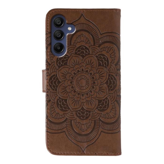 OEM - Samsung Galaxy S26 Skal Rhinestone Dekor Konstläder Mandala - Brun