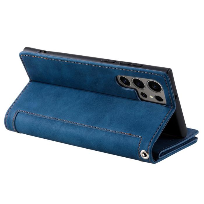 OEM - Samsung Galaxy S26 Ultra Fodral 9 Kort Platser Dragkedja Konstläder - Blå