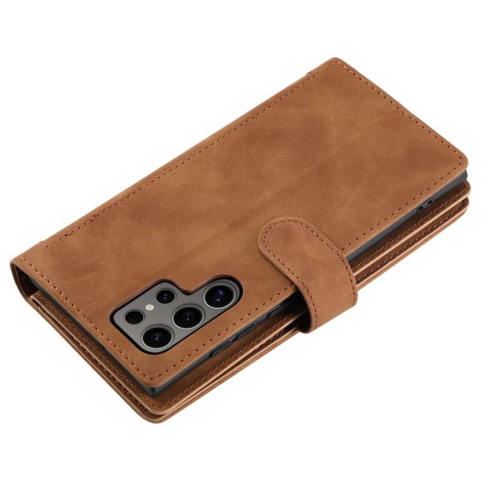 OEM - Samsung Galaxy S26 Ultra Fodral 9 Kortplatser Dragkedja Konstläder - Brun