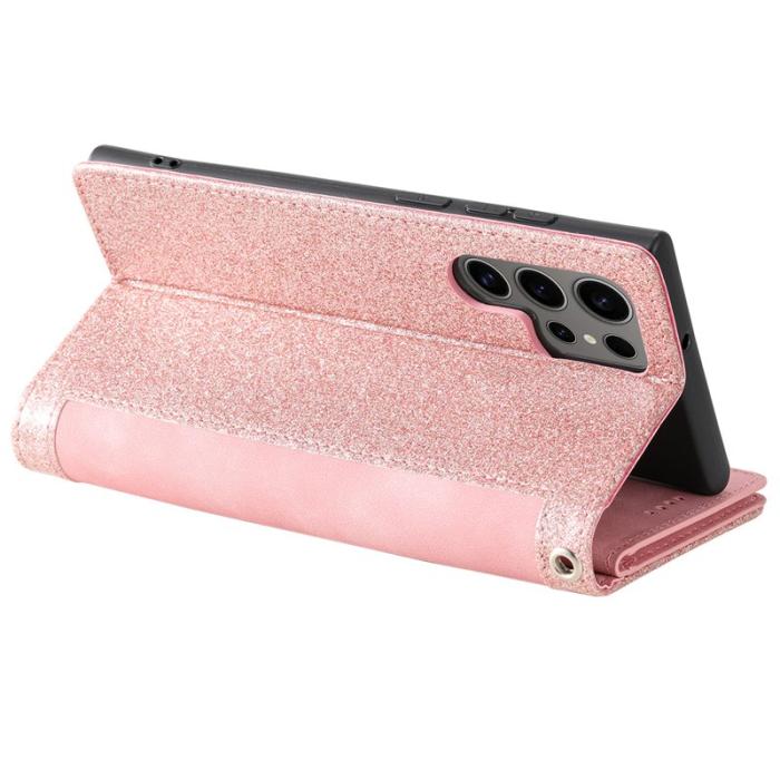 OEM - Samsung Galaxy S26 Ultra Fodral 9 Kortplatser Dragkedja Konstläder - Roséguld