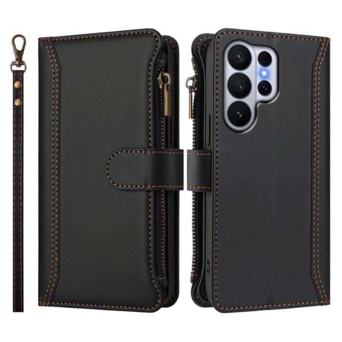 OEM - Samsung Galaxy S26 Ultra Fodral Äkta Läder 9 Kortfack - Svart