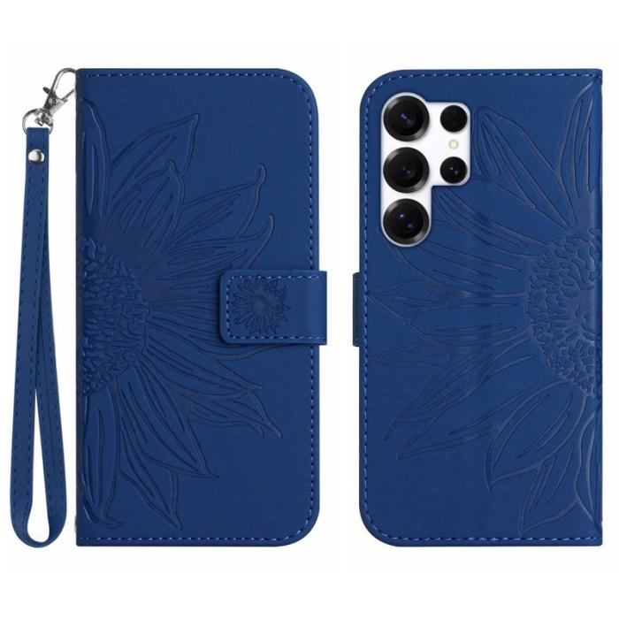 OEM - Samsung Galaxy S26 Ultra Fodral Äkta Läder Blomtryck - Safir