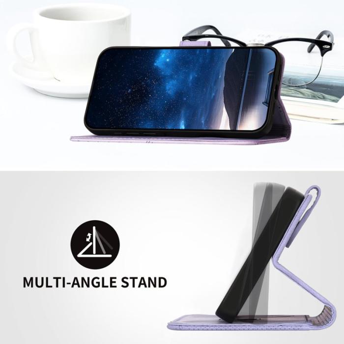 OEM - Samsung Galaxy S26 Ultra Fodral Äkta Läder Fjäril Blomma - Lila