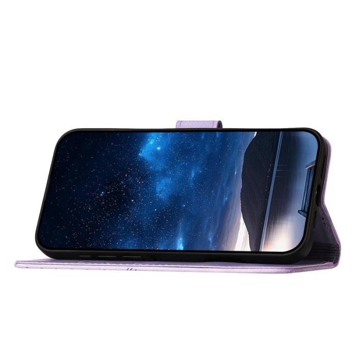 OEM - Samsung Galaxy S26 Ultra Fodral Äkta Läder Fjäril Blomma - Lila