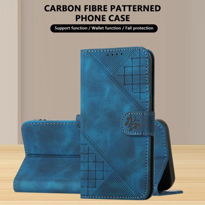 OEM - Samsung Galaxy S26 Ultra Fodral Äkta Läder Fjäril Blommor - Royal Blue