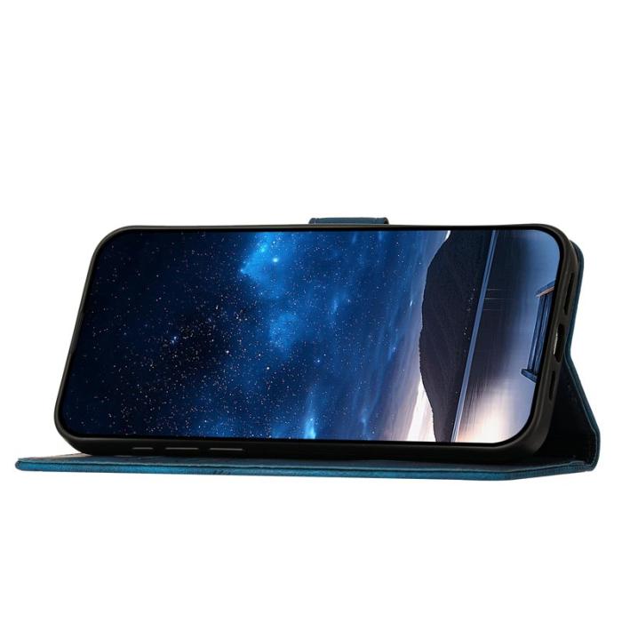 OEM - Samsung Galaxy S26 Ultra Fodral Äkta Läder Fjäril Blommor - Royal Blue