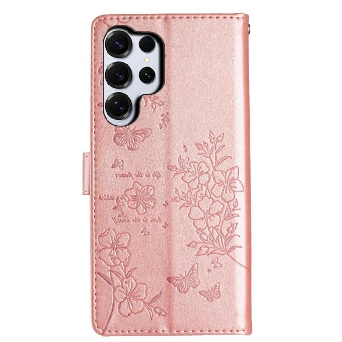 OEM - Samsung Galaxy S26 Ultra Fodral Äkta Läder Flip Cover - Roséguld