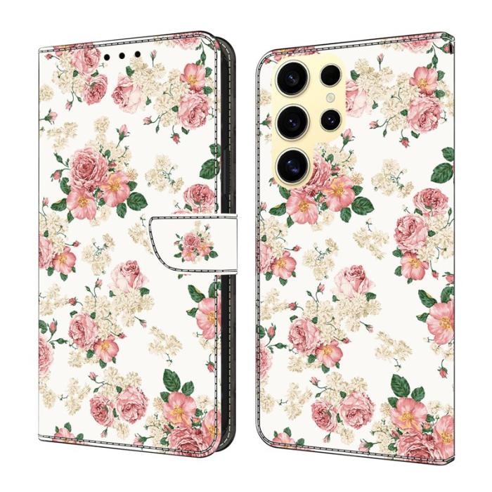 OEM - Samsung Galaxy S26 Ultra Fodral Äkta Läder Mönster - Pion