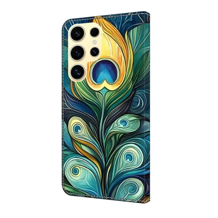 OEM - Samsung Galaxy S26 Ultra Fodral Äkta Läder Mönstertryck - Grön