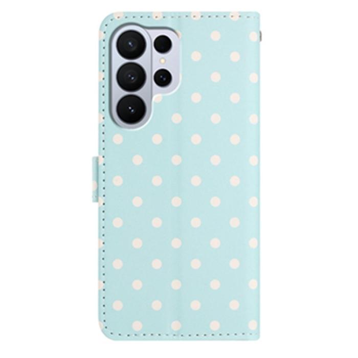 OEM - Samsung Galaxy S26 Ultra Fodral Äkta Läder Polka Dot - Blå