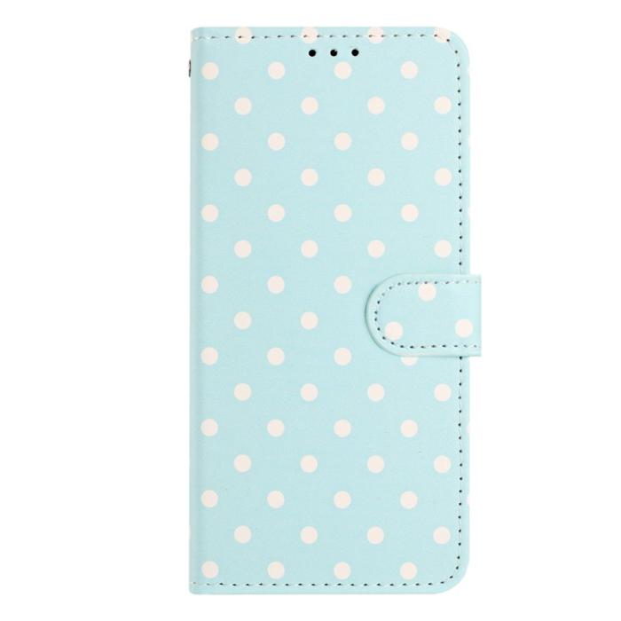 OEM - Samsung Galaxy S26 Ultra Fodral Äkta Läder Polka Dot - Blå