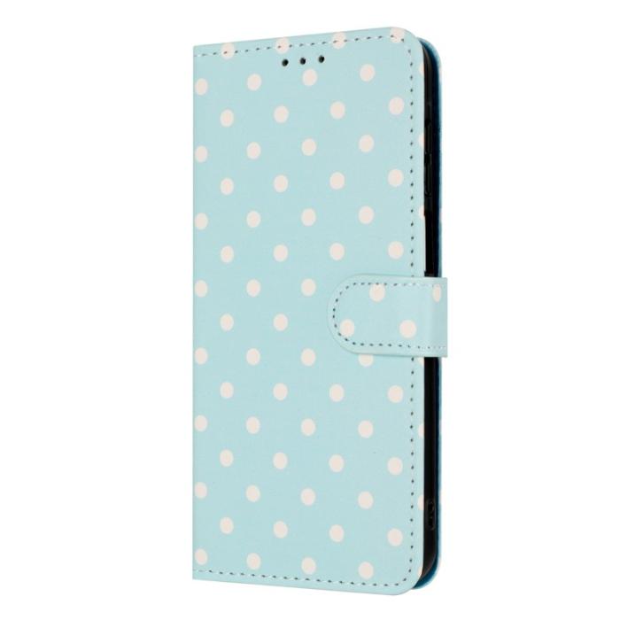 OEM - Samsung Galaxy S26 Ultra Fodral Äkta Läder Polka Dot - Blå