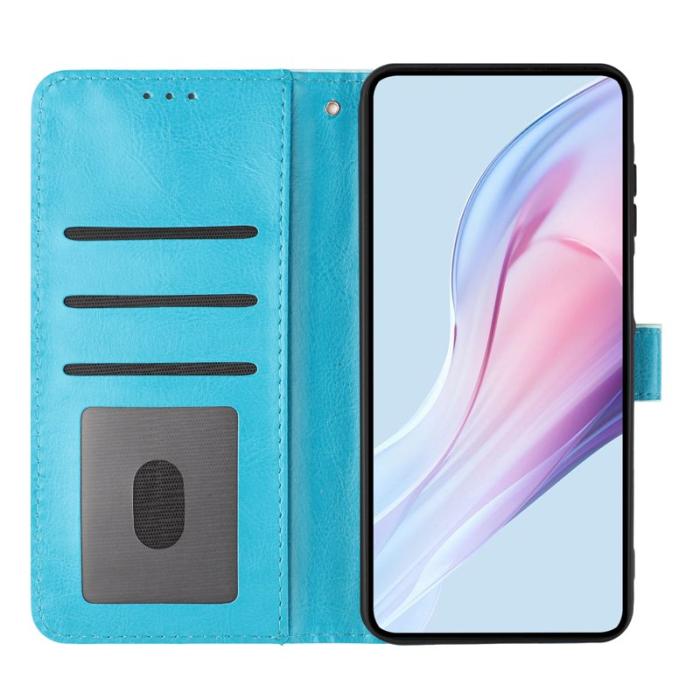 OEM - Samsung Galaxy S26 Ultra Fodral Äkta Läder Polka Dot - Blå