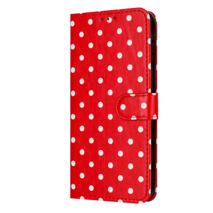 OEM - Samsung Galaxy S26 Ultra Fodral Äkta Läder Polka Dot - Röd