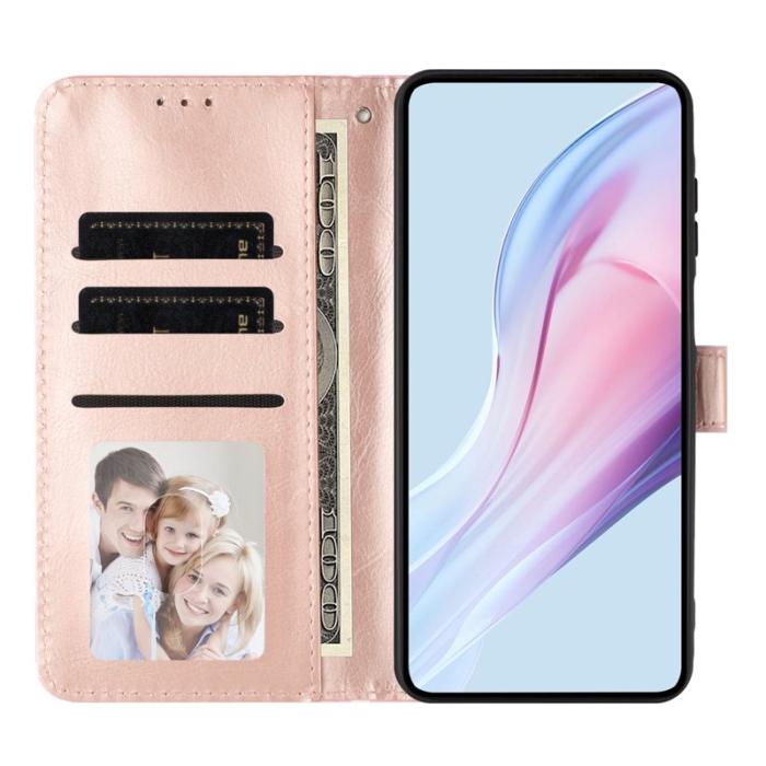 OEM - Samsung Galaxy S26 Ultra Fodral Äkta Läder Prickigt Ställ - Rosa