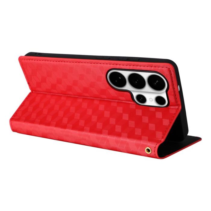 OEM - Samsung Galaxy S26 Ultra Fodral Äkta Läder Rhombus - Röd