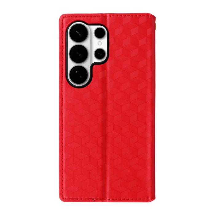 OEM - Samsung Galaxy S26 Ultra Fodral Äkta Läder Rhombus - Röd
