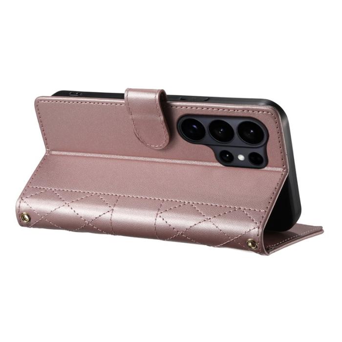 OEM - Samsung Galaxy S26 Ultra Fodral Äkta Läder Rhombus - Roséguld