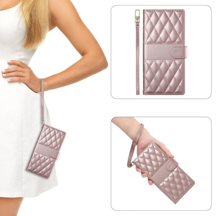 OEM - Samsung Galaxy S26 Ultra Fodral Äkta Läder Rhombus - Roséguld