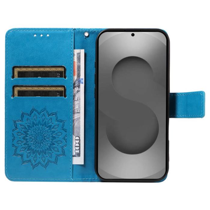 OEM - Samsung Galaxy S26 Ultra Fodral Äkta Läder Solrostryck - Blå