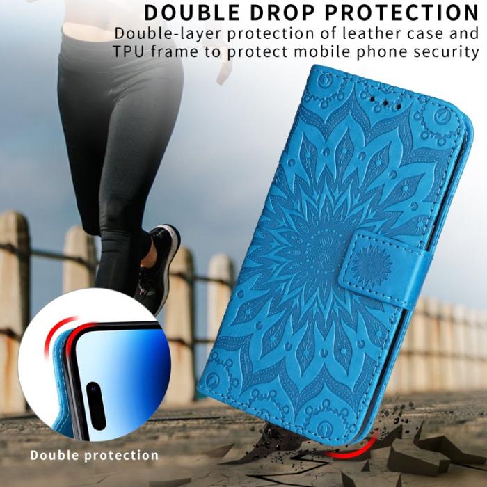 OEM - Samsung Galaxy S26 Ultra Fodral Äkta Läder Solrostryck - Blå