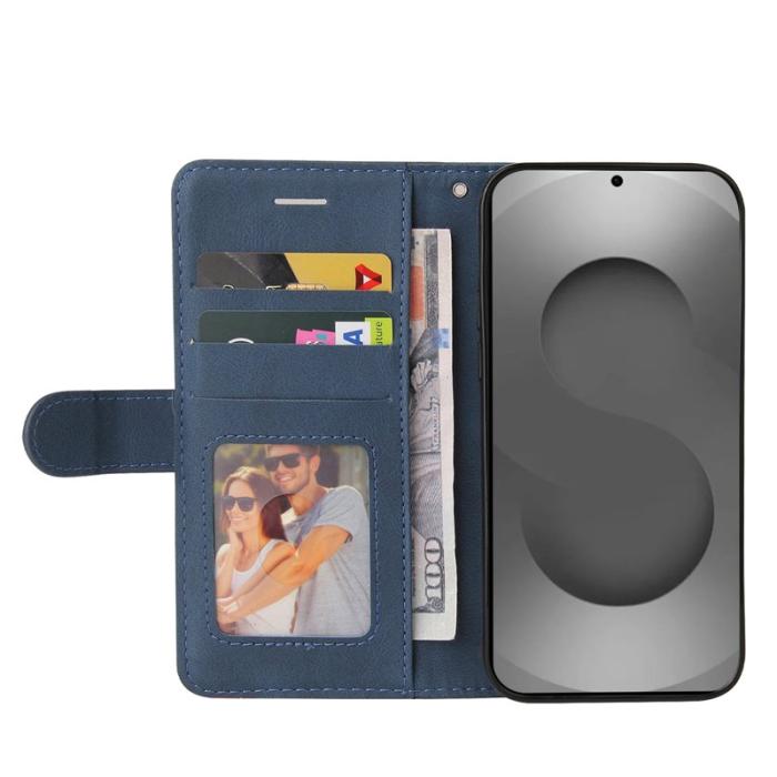 OEM - Samsung Galaxy S26 Ultra Fodral Äkta Läder Ställ - Blå