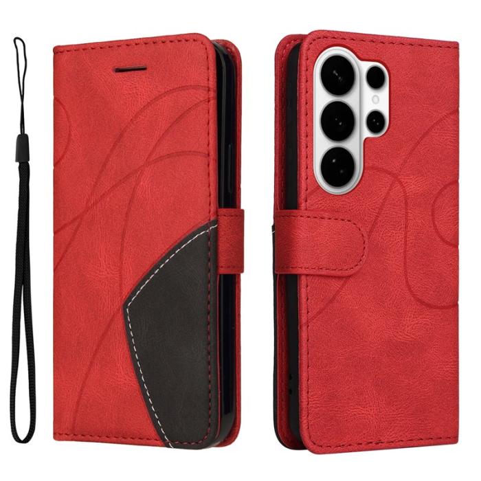 OEM - Samsung Galaxy S26 Ultra Fodral Äkta Läder Ställ - Röd