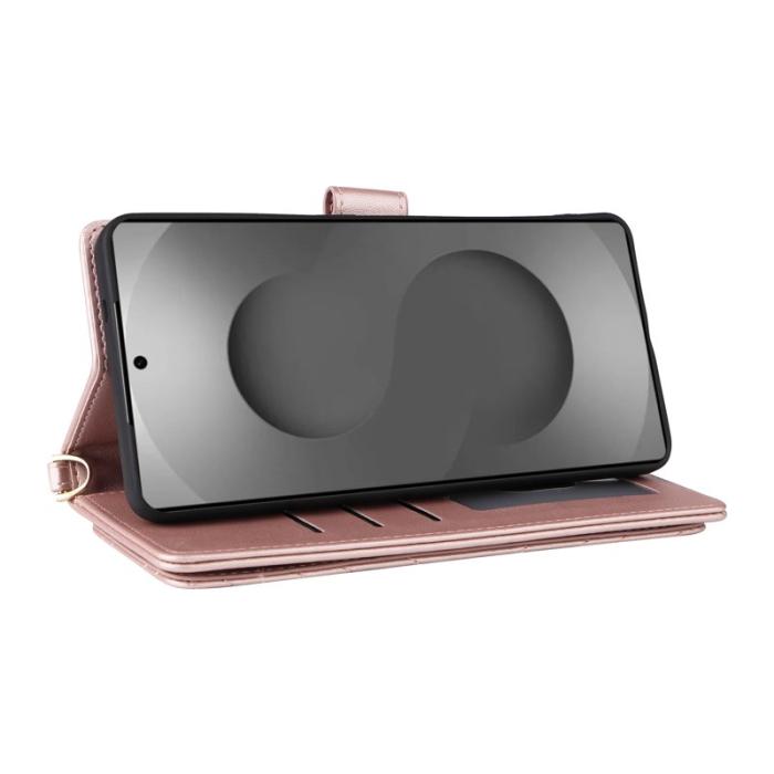 OEM - Samsung Galaxy S26 Ultra Fodral Äkta Läder Ställ - Rosa