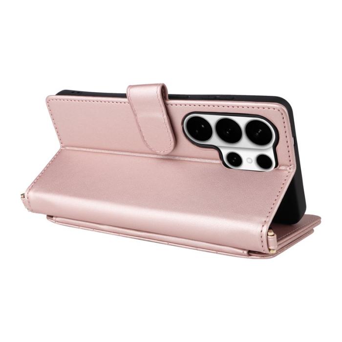 OEM - Samsung Galaxy S26 Ultra Fodral Äkta Läder Ställ - Rosa