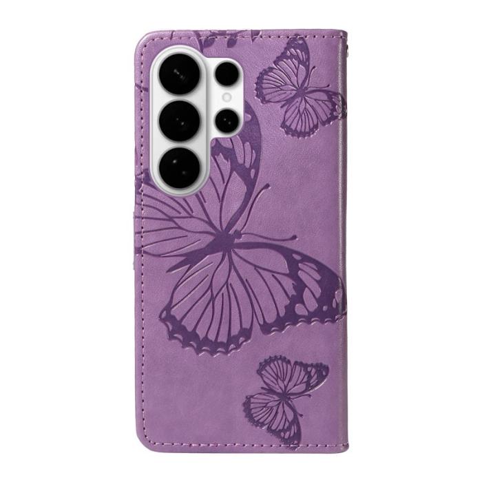 OEM - Samsung Galaxy S26 Ultra Fodral Blommönster Äkta Läder Ställ - Ljus Lila