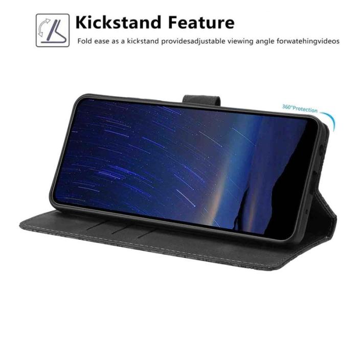 OEM - Samsung Galaxy S26 Ultra Fodral Blommönster Äkta Läder Ställ - Svart