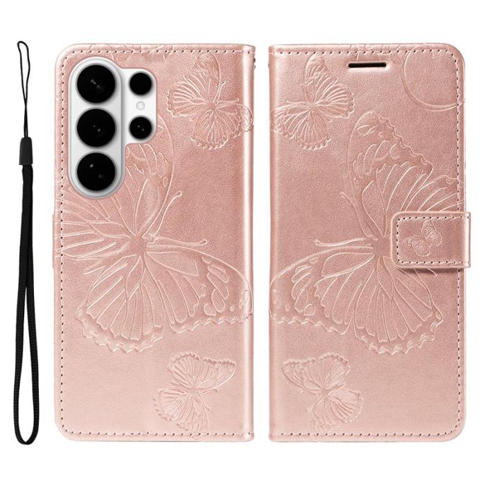 OEM - Samsung Galaxy S26 Ultra Fodral Blommönster Impr. Läder - Roséguld