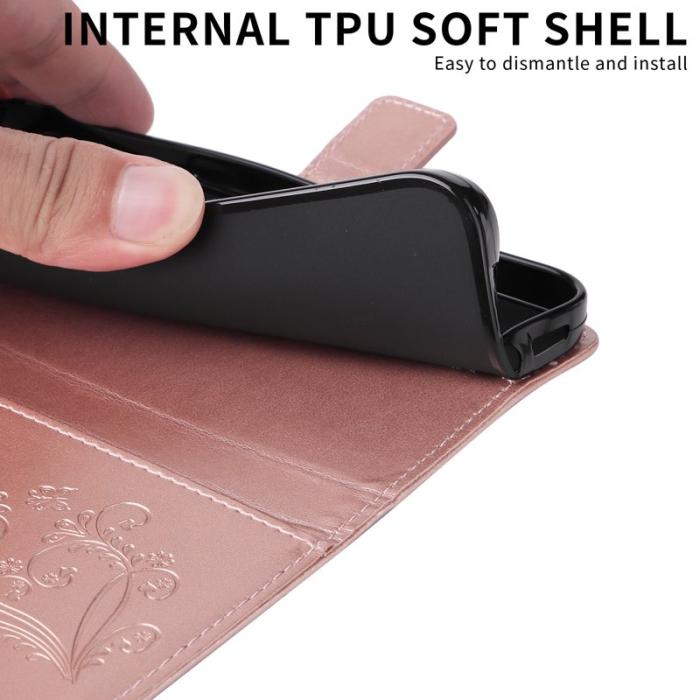 OEM - Samsung Galaxy S26 Ultra Fodral Blommönster Impr. Läder - Roséguld