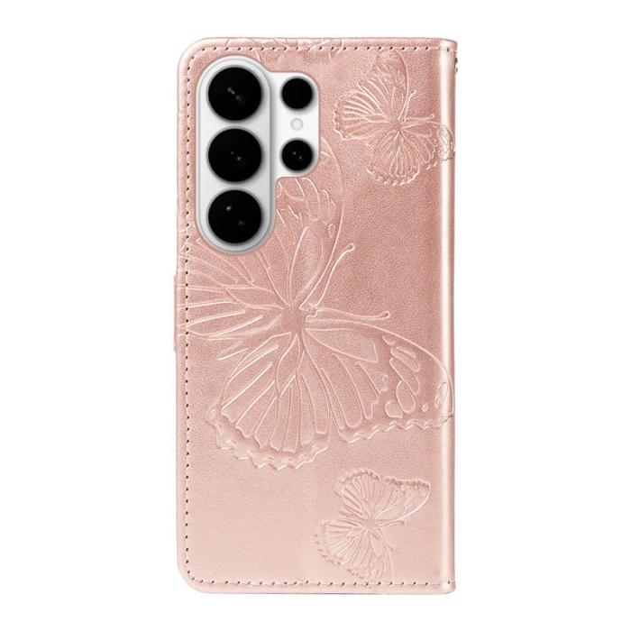 OEM - Samsung Galaxy S26 Ultra Fodral Blommönster Impr. Läder - Roséguld