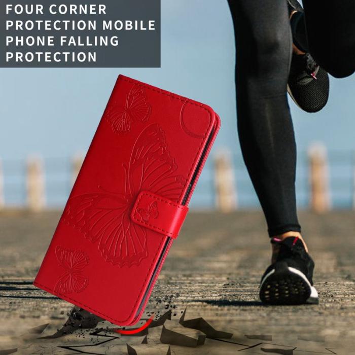 OEM - Samsung Galaxy S26 Ultra Fodral Blommönster Imprägnat Äkta Läder - Röd