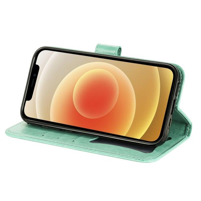 OEM - Samsung Galaxy S26 Ultra Fodral Blommönster PU Läder Ställ - Grön