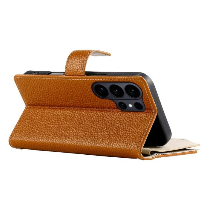 OEM - Samsung Galaxy S26 Ultra Fodral Dragkedja Konstläder Flip - Brun