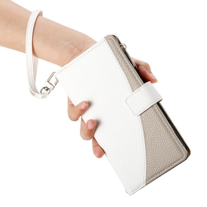 OEM - Samsung Galaxy S26 Ultra Fodral Dragkedja Konstläder Flip - Vit