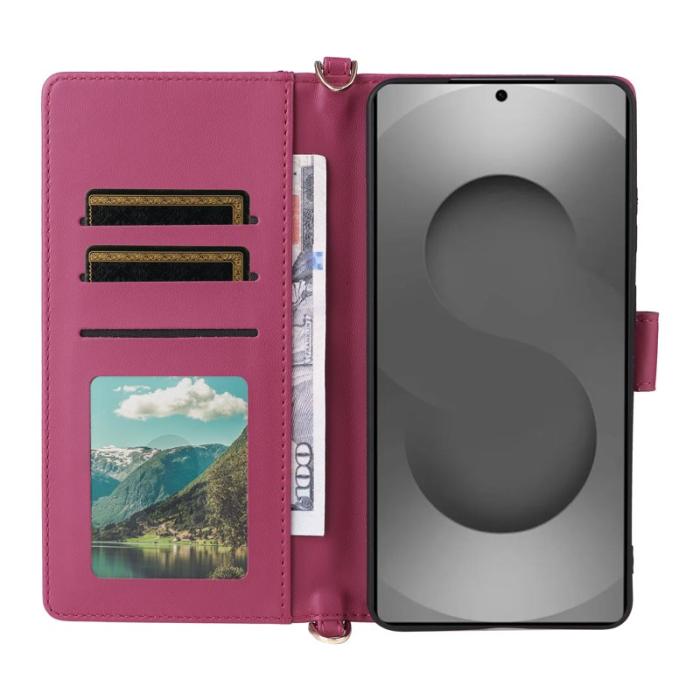 OEM - Samsung Galaxy S26 Ultra Fodral Handrem Äkta Läder Ställ - Rosa