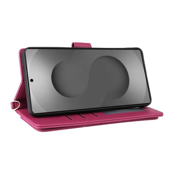 OEM - Samsung Galaxy S26 Ultra Fodral Handrem Äkta Läder Ställ - Rosa