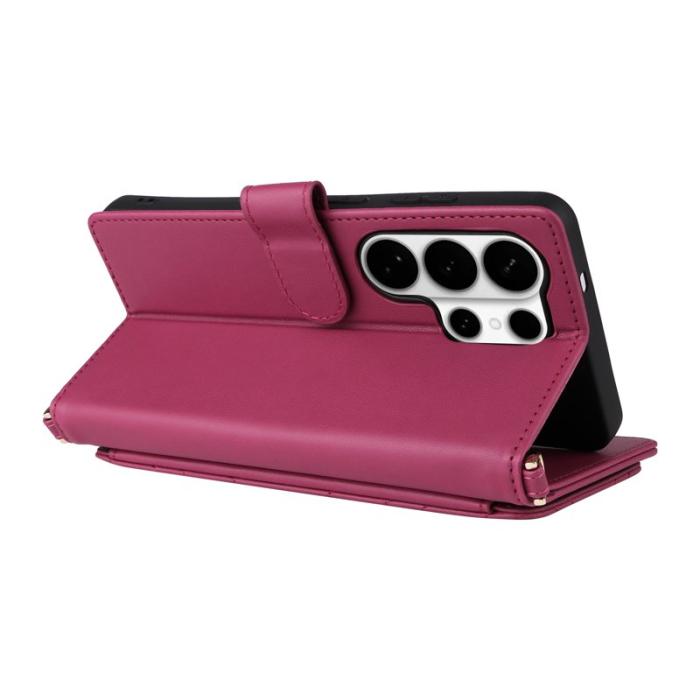 OEM - Samsung Galaxy S26 Ultra Fodral Handrem Äkta Läder Ställ - Rosa