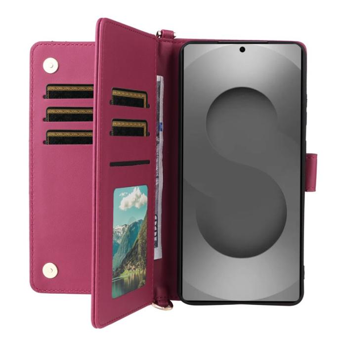 OEM - Samsung Galaxy S26 Ultra Fodral Handrem Äkta Läder Ställ - Rosa