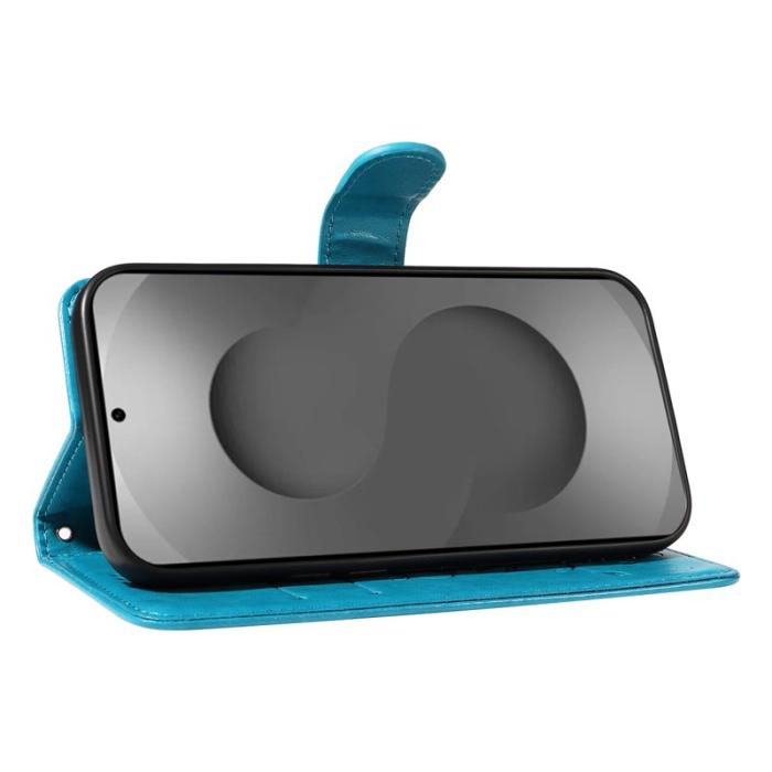 OEM - Samsung Galaxy S26 Ultra Fodral Konstläder Blommönster - Blå