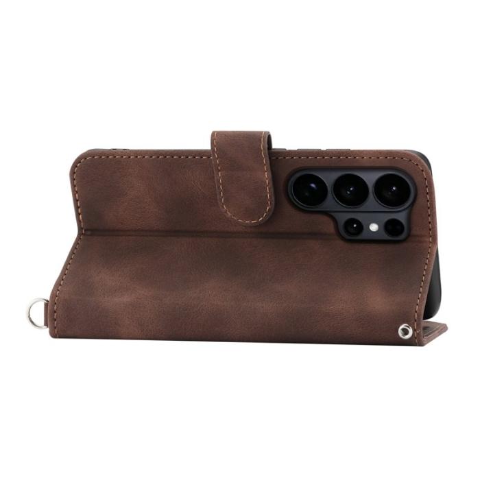 OEM - Samsung Galaxy S26 Ultra Fodral Konstläder Blommönster - Brun