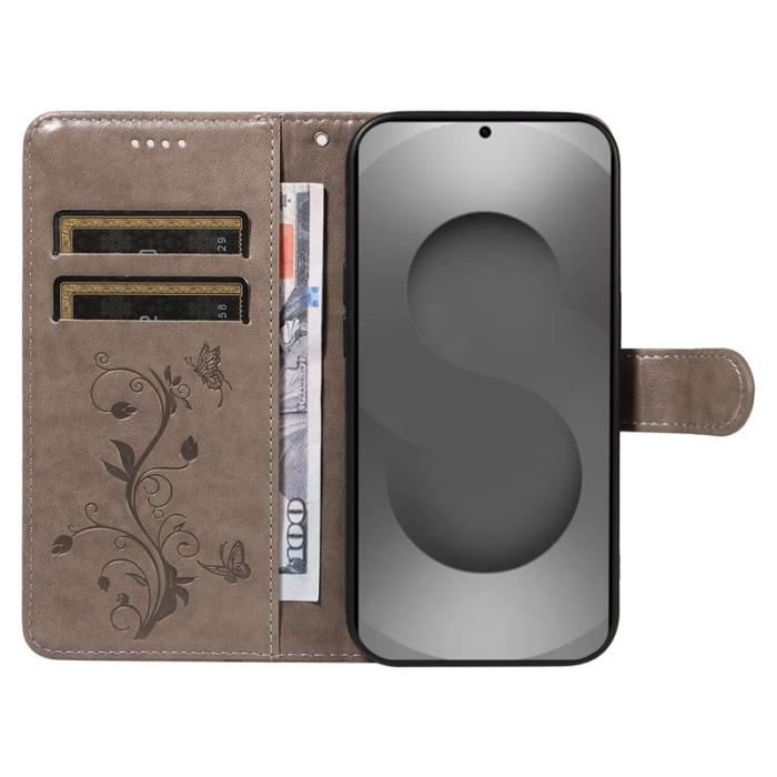 OEM - Samsung Galaxy S26 Ultra Fodral Konstläder Blommönster - Grå