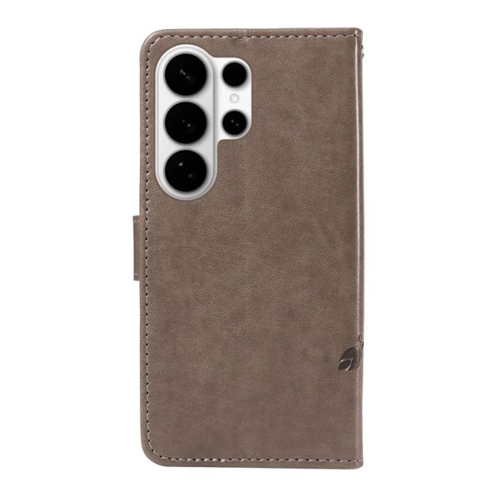 OEM - Samsung Galaxy S26 Ultra Fodral Konstläder Blommönster - Grå