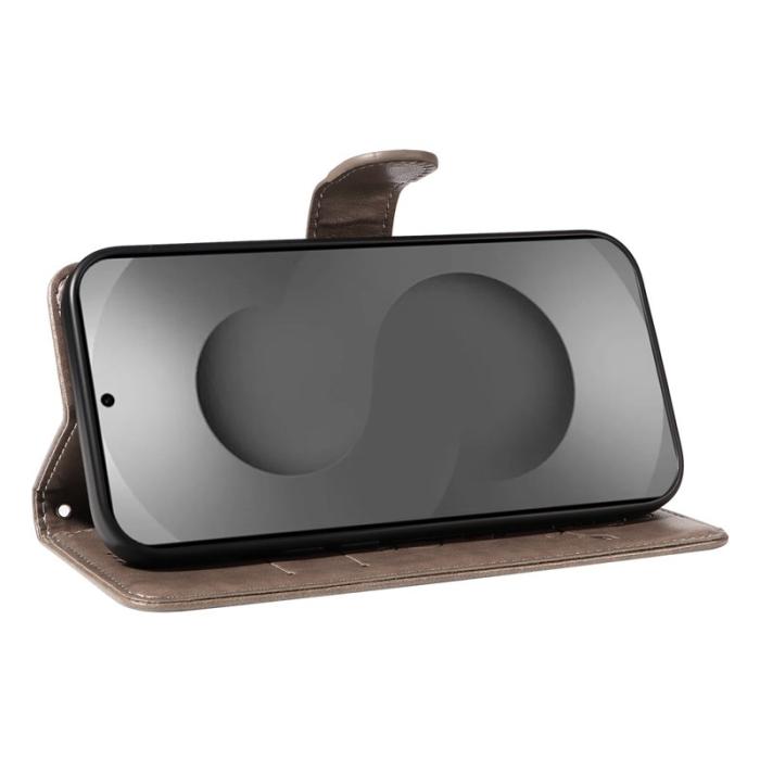 OEM - Samsung Galaxy S26 Ultra Fodral Konstläder Blommönster - Grå