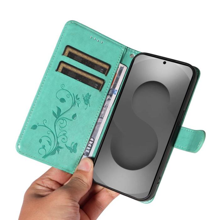 DIERFENG - Samsung Galaxy S26 Ultra Fodral Konstläder Blommönster - Grön