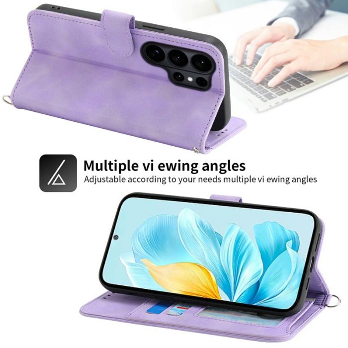 OEM - Samsung Galaxy S26 Ultra Fodral Konstläder Blommönster - Ljuslila