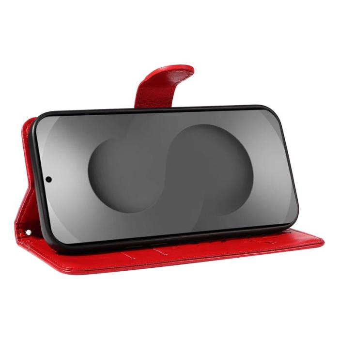 OEM - Samsung Galaxy S26 Ultra Fodral Konstläder Blommönster - Röd